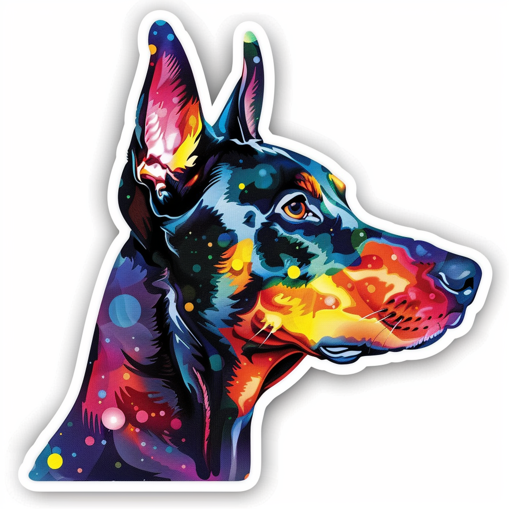 Sticker of a Doberman Pinscher Dog majestic Expressive surreal Vinyl Decal Sticker for Car, Laptop, Tumbler and more # F019210