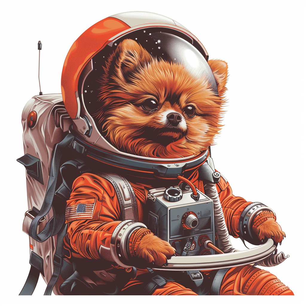 Sticker of a Pomeranian Dog astronaut majestic Expressive surreal Vinyl Decal Sticker for Car, Laptop, Tumbler and more # F013885