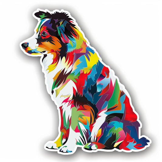 Border Collie Dog majestic Expressive surreal Vinyl Decal Sticker for Car, Laptop, Tumbler and more # F021816-4" x 4"