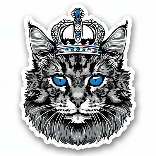 American Shorthair Cat crowned majestic Expressive surreal Vinyl Decal Sticker for Car, Laptop, Tumbler and more # F019801-4" x 4"