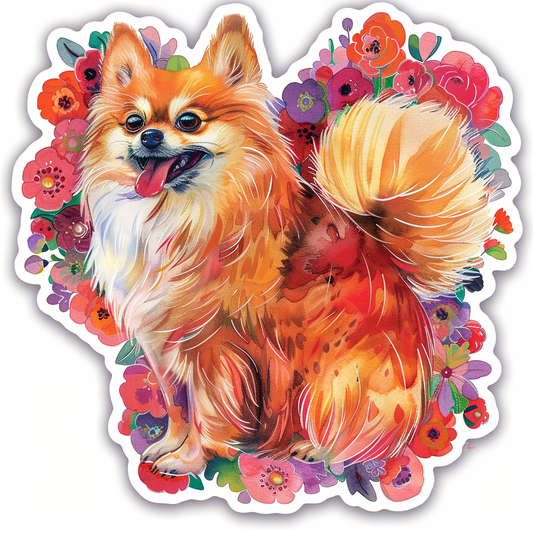 Sticker of a Pomeranian Dog majestic Expressive surreal Heartcore Vinyl Decal Sticker for Car, Laptop, Tumbler and more # F014003