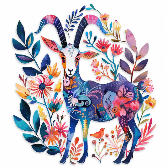 Goat majestic Expressive surreal Vinyl Decal Sticker for Car, Laptop, Tumbler and more # F020518-4" x 4"