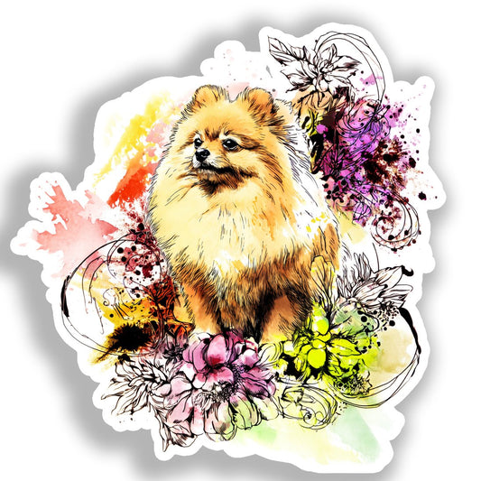 Pomeranian Dog Vinyl Decal Sticker for Car, Laptop, Tumbler and more # A017424-4" x 4"