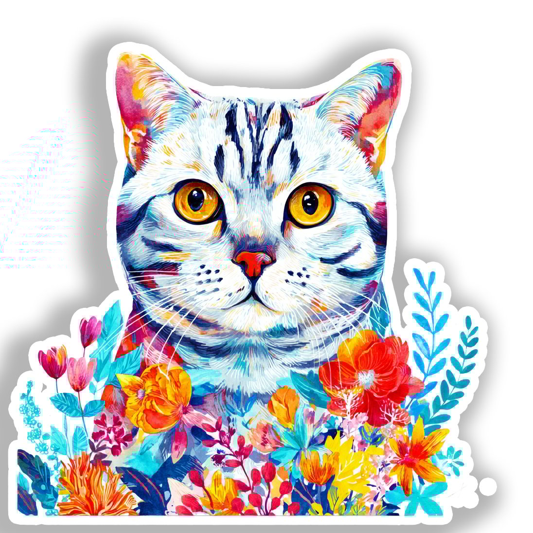 Shorthair Cat Vinyl Decal Sticker for Car, Laptop, Tumbler and more # A018759-4" x 4"