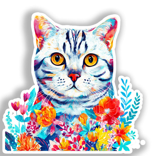 Shorthair Cat Vinyl Decal Sticker for Car, Laptop, Tumbler and more # A018759-4" x 4"