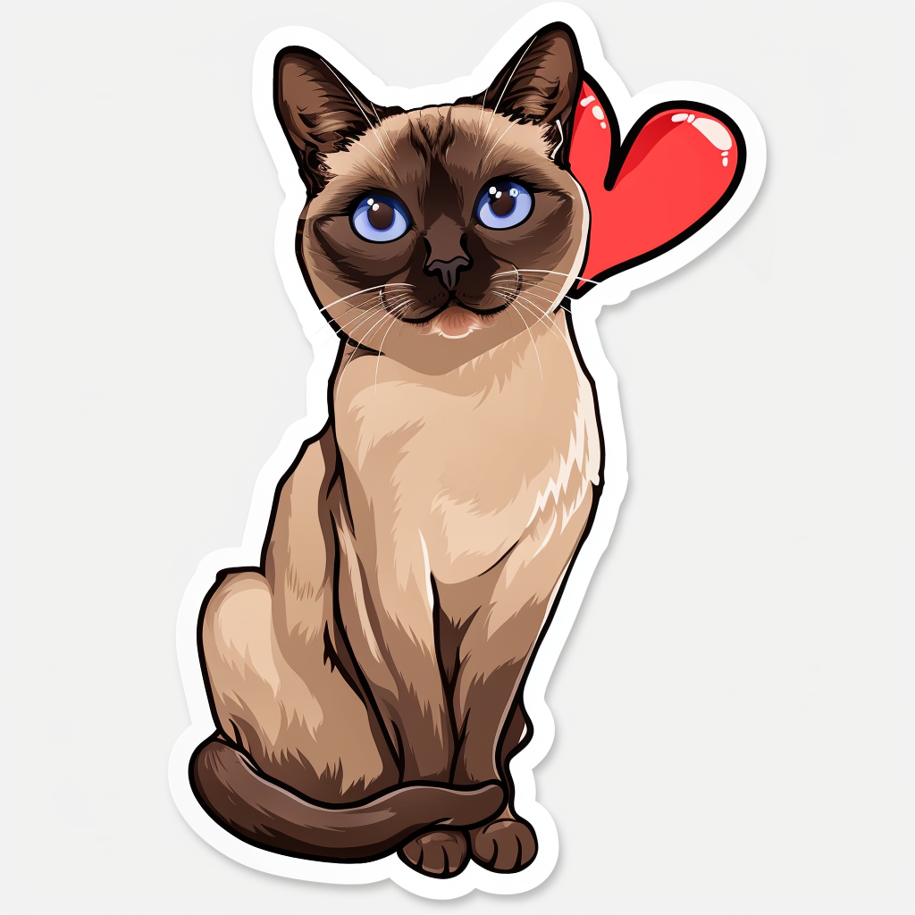 Burmese Cat heartcore Vinyl Decal Sticker for Car, Laptop, Tumbler and more # F011033