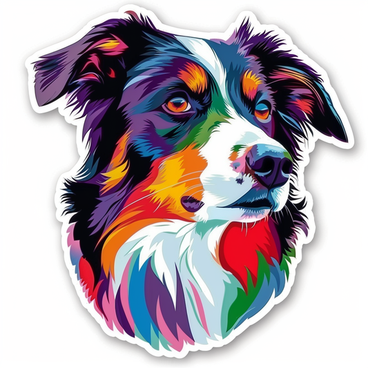 Border Collie Dog majestic Expressive surreal Vinyl Decal Sticker for Car, Laptop, Tumbler and more # F021836-4" x 4"