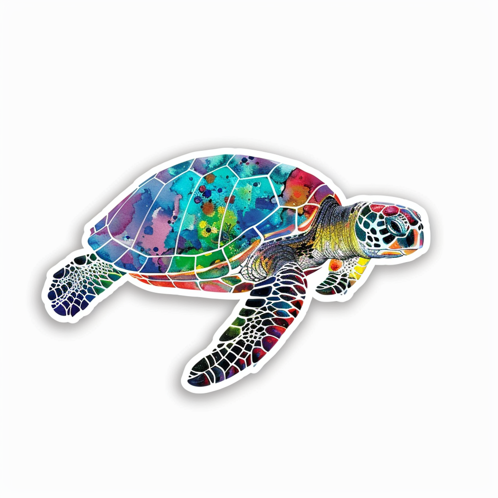 Sticker of a turtle majestic Expressive surreal Vinyl Decal Sticker for Car, Laptop, Tumbler and more # F022001