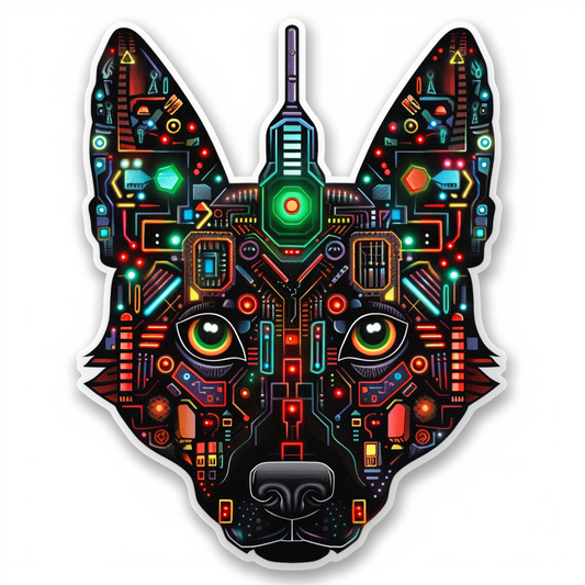 German Shepherd Dog cyber punk Vinyl Decal Sticker for Car, Laptop, Tumbler and more # F011508