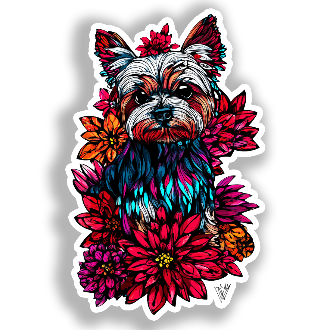 Yorkshire Terrier Dog Vinyl Decal Sticker for Car, Laptop, Tumbler and more # A017205-4" x 4"