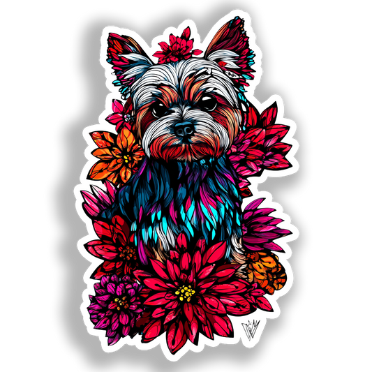 Yorkshire Terrier Dog Vinyl Decal Sticker for Car, Laptop, Tumbler and more # A017205-4" x 4"