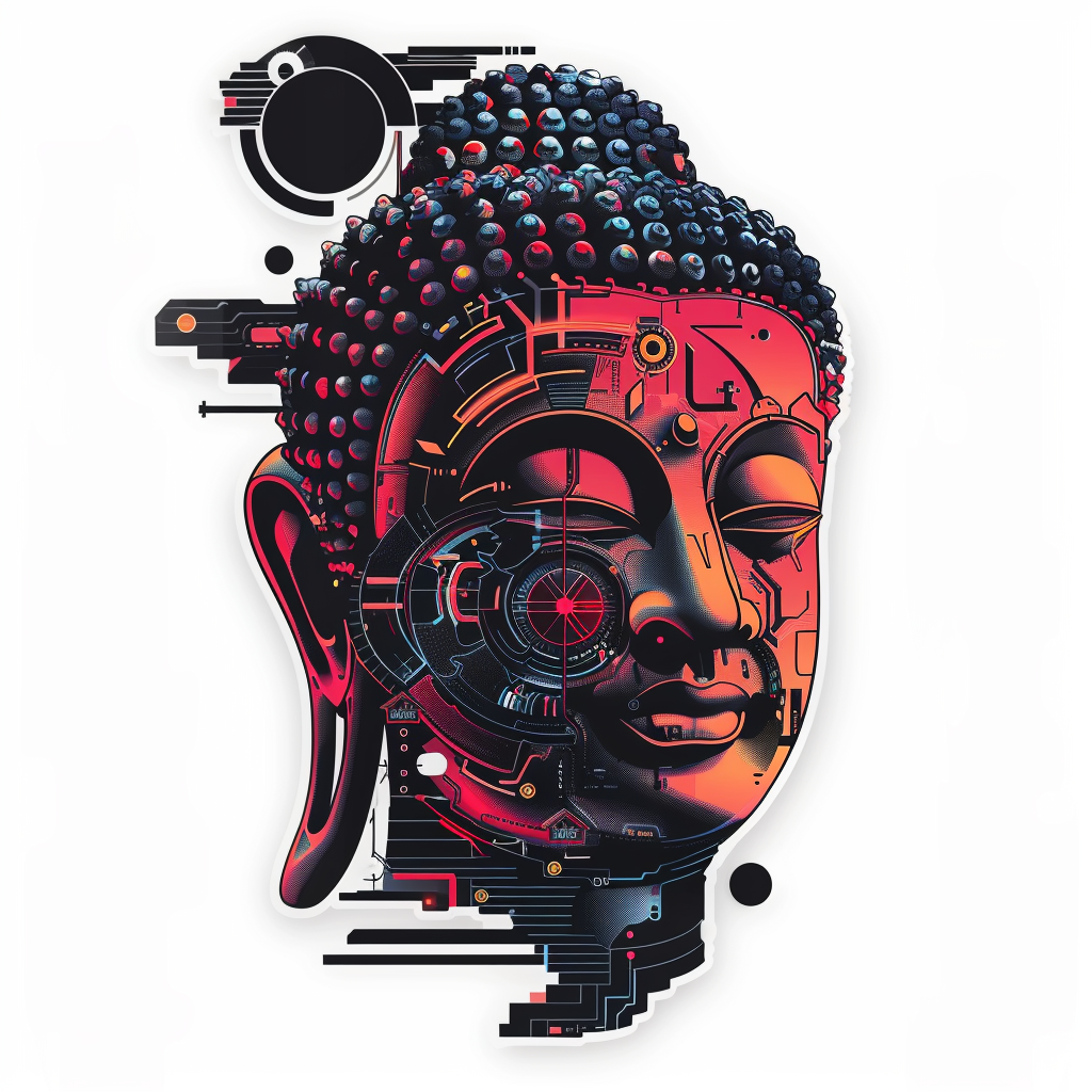 Buddha cyber punk majestic Expressive surreal Vinyl Decal Sticker for Car, Laptop, Tumbler and more # F017019