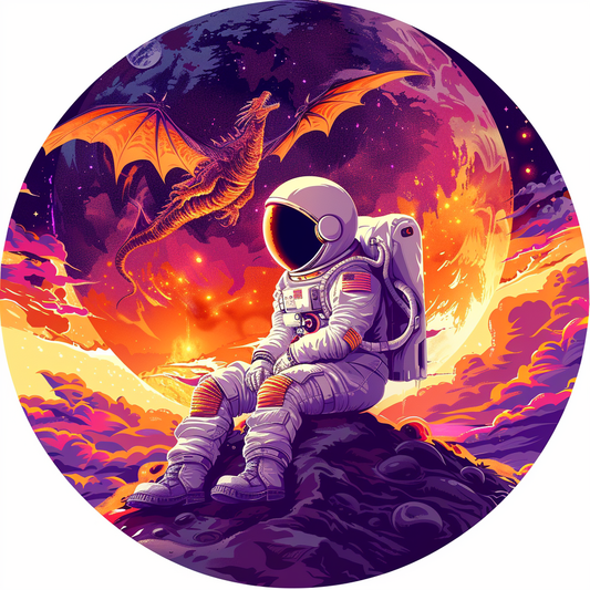 Dragon astronaut majestic Expressive surreal Vinyl Decal Sticker for Car, Laptop, Tumbler and more # F018991