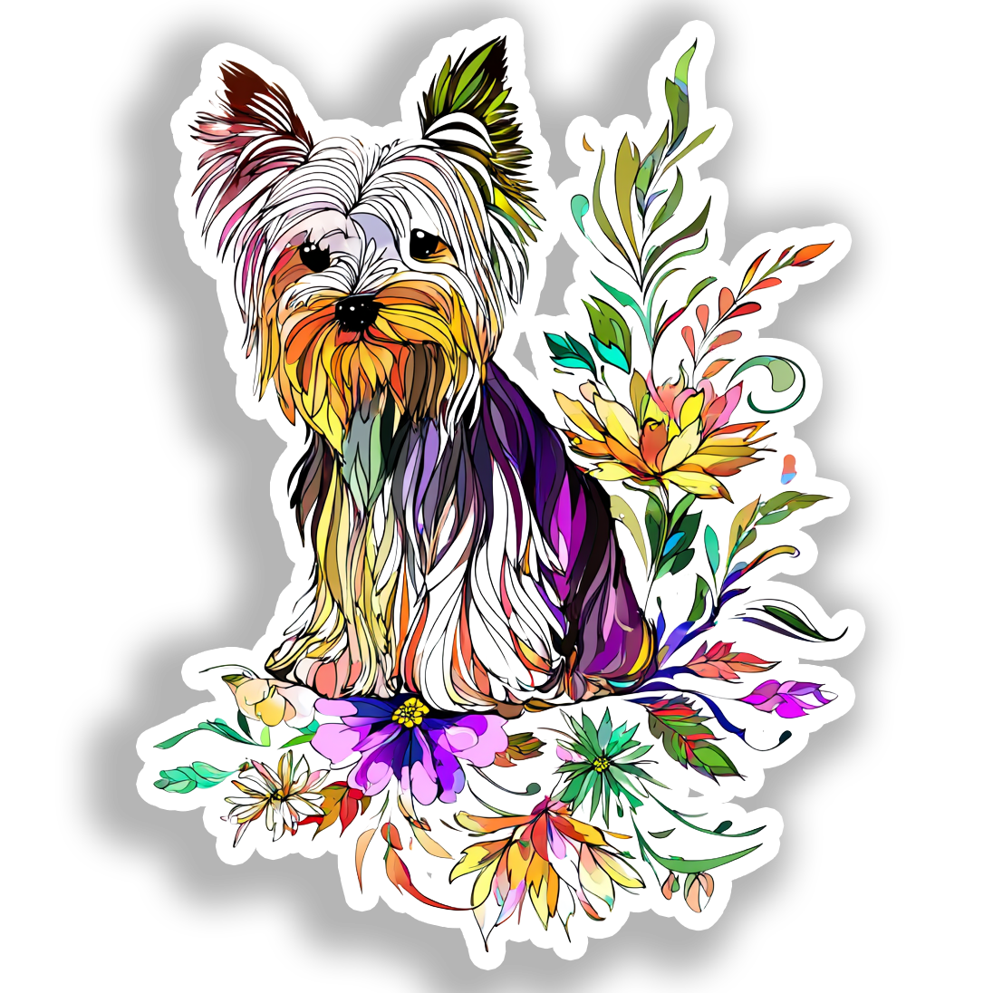 Yorkshire Terrier Dog Vinyl Decal Sticker for Car, Laptop, Tumbler and more # A017172-4" x 4"
