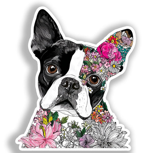 Boston Terrier Dog Vinyl Decal Sticker for Car, Laptop, Tumbler and more # A018992-4" x 4"