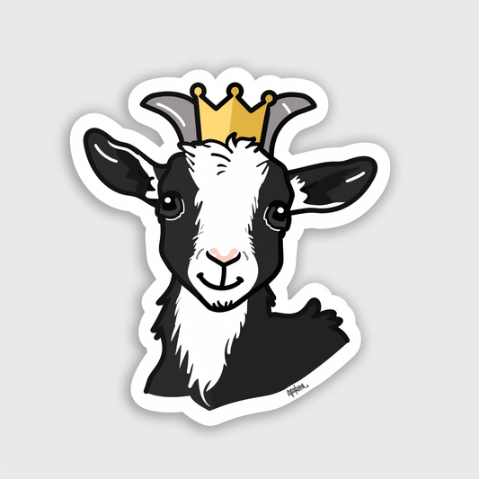 Goat Crowned majestic Expressive surreal Vinyl Decal Sticker for Car, Laptop, Tumbler and more # F020555-4" x 4"