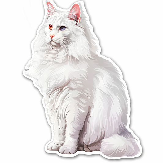 Adorable Turkish Angora Cat  Vinyl Decal Sticker for Car, Laptop, Tumbler and more # F020921-4" x 4"