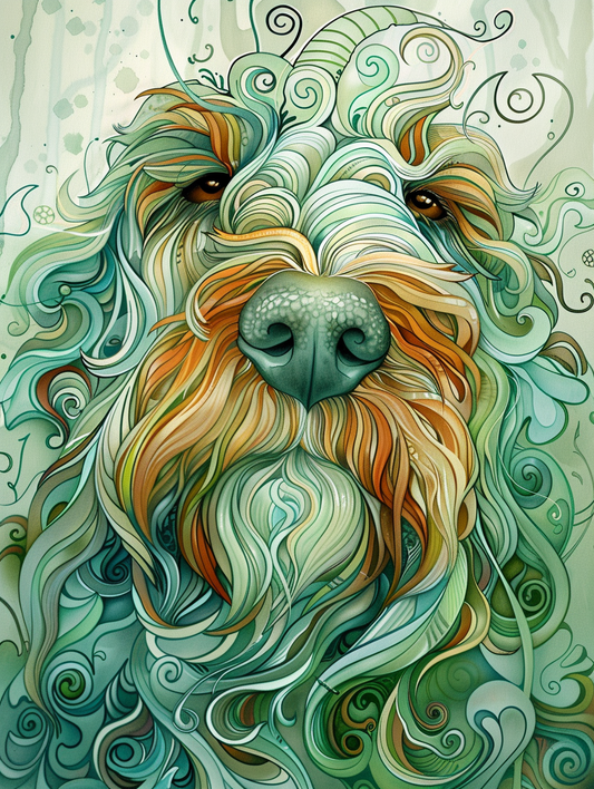 Poster of Goldendoodle dog Expressive surreal Poster # F024251