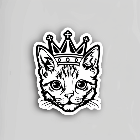 American Shorthair Cat crowned majestic Expressive surreal Vinyl Decal Sticker for Car, Laptop, Tumbler and more # F019818-4" x 4"