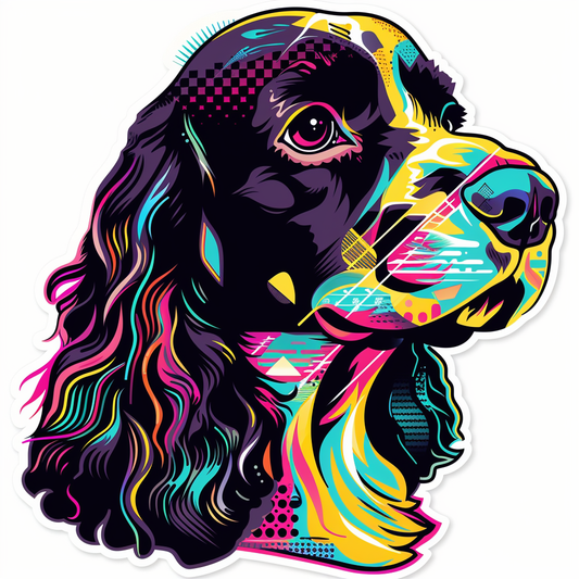 Cocker Spaniel Dog cyber punk Expressive surreal Vinyl Decal Sticker for Car, Laptop, Tumbler and more # F020071-4" x 4"