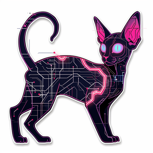 Adorable Cornish Rex Cat Expressive surreal Vinyl Decal Sticker for Car, Laptop, Tumbler and more # F021508-4" x 4"