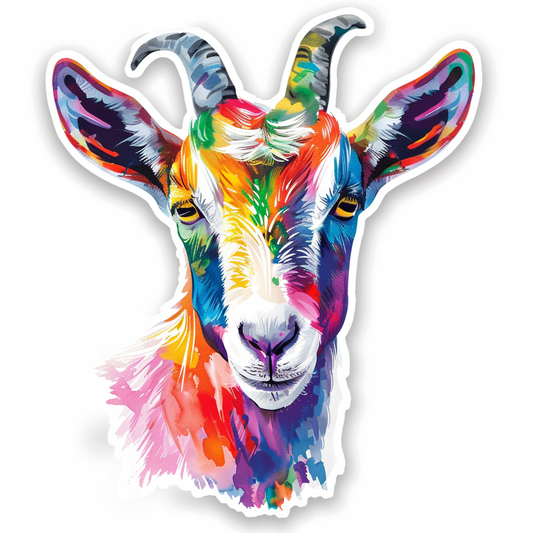 Goat majestic Expressive surreal Vinyl Decal Sticker for Car, Laptop, Tumbler and more # F020631-4" x 4"
