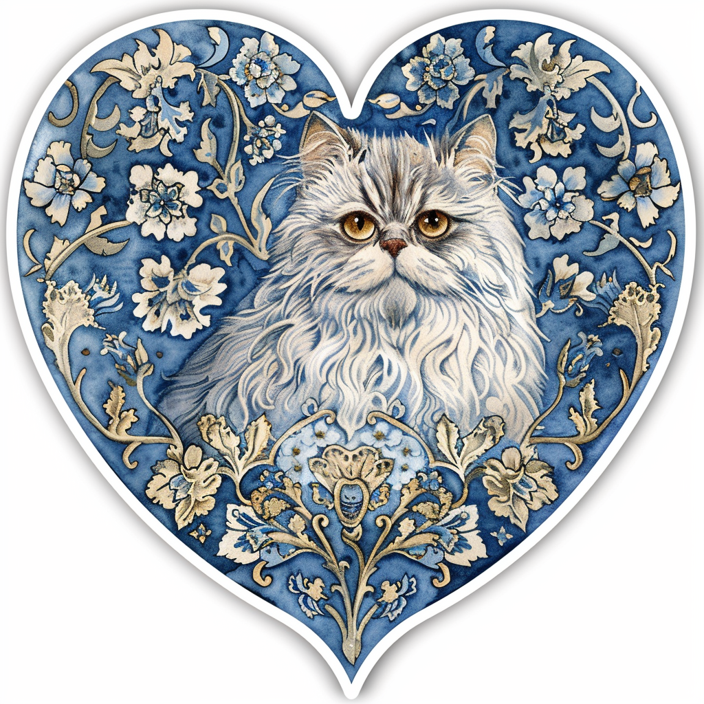 Persian Cat Expressive surreal Vinyl Decal Sticker for Car, Laptop, Tumbler and more # F016278