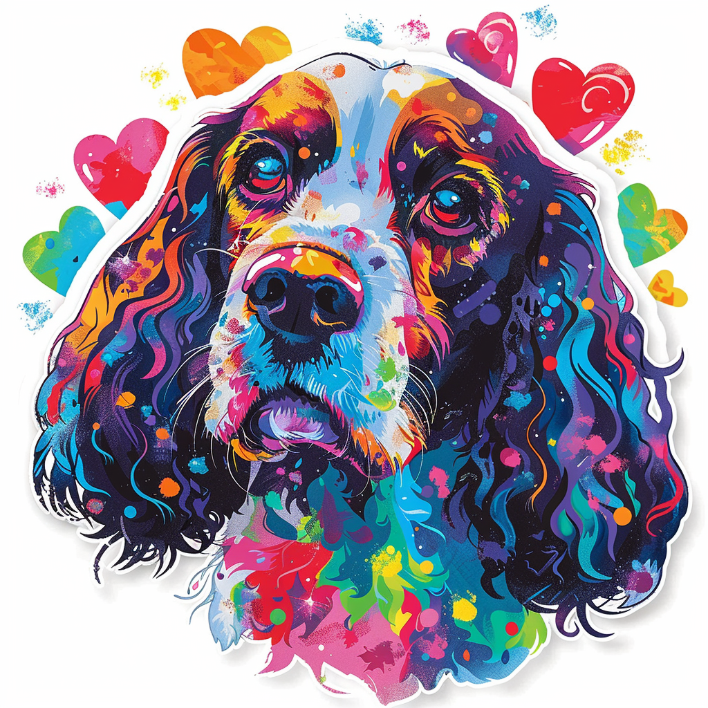 Cocker Spaniel Dog majestic Expressive surreal Vinyl Decal Sticker for Car, Laptop, Tumbler and more # F019935-4" x 4"
