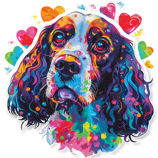 Cocker Spaniel Dog majestic Expressive surreal Vinyl Decal Sticker for Car, Laptop, Tumbler and more # F019935-4" x 4"