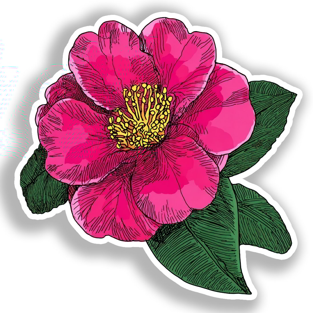 Camellia Flower Vinyl Decal Sticker for Car, Laptop, Tumbler and more # A018896-4" x 4"