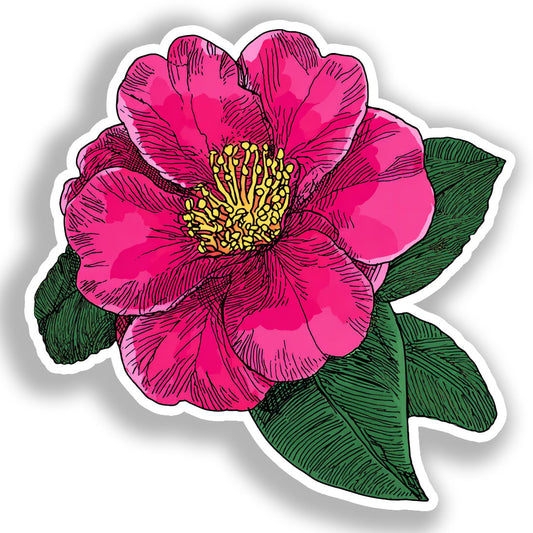 Camellia Flower Vinyl Decal Sticker for Car, Laptop, Tumbler and more # A018896-4" x 4"