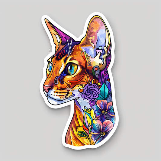 Abyssinian Cat astronaut majestic Expressive surreal Vinyl Decal Sticker for Car, Laptop, Tumbler and more # F021070-4" x 4"