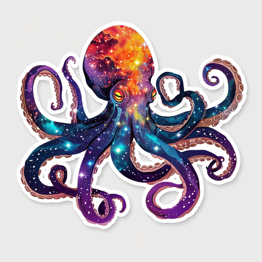 Sticker of a Octopus galaxy majestic Expressive surreal Vinyl Decal Sticker for Car, Laptop, Tumbler and more # F015607