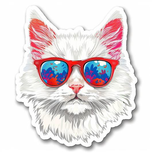 Adorable Turkish Angora Cat  Vinyl Decal Sticker for Car, Laptop, Tumbler and more # F020799-4" x 4"