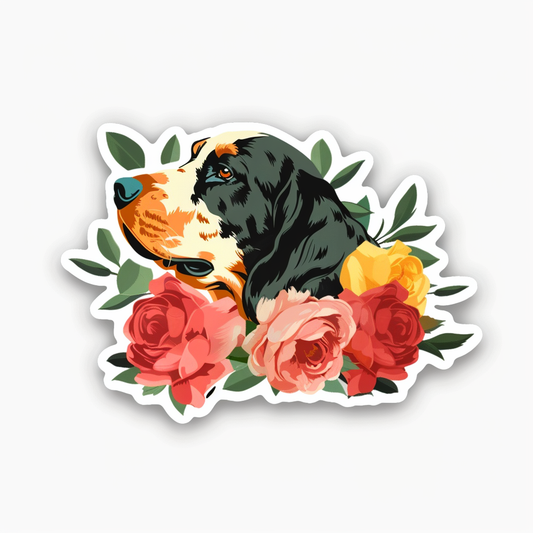 Cocker Spaniel Dog floral majestic Expressive surreal Vinyl Decal Sticker for Car, Laptop, Tumbler and more # F020088-4" x 4"