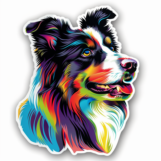 Border Collie Dog majestic Expressive surreal Vinyl Decal Sticker for Car, Laptop, Tumbler and more # F021716-4" x 4"