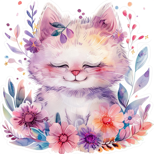 Adorable Turkish Angora Cat  Vinyl Decal Sticker for Car, Laptop, Tumbler and more # F020975-4" x 4"