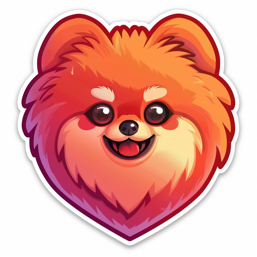 Sticker of a Pomeranian Dog majestic Expressive surreal Heartcore Vinyl Decal Sticker for Car, Laptop, Tumbler and more # F013976
