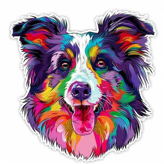 Border Collie Dog majestic Expressive surreal Vinyl Decal Sticker for Car, Laptop, Tumbler and more # F021787-4" x 4"