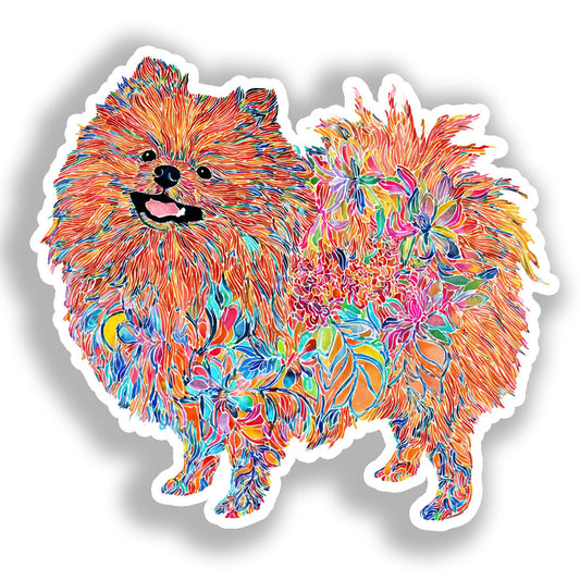 Pomeranian Dog Vinyl Decal Sticker for Car, Laptop, Tumbler and more # A017237-4" x 4"