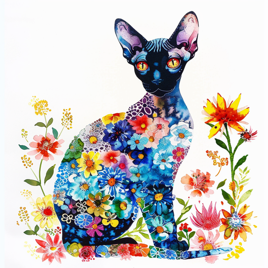 Adorable Cornish Rex Cat Expressive surreal Vinyl Decal Sticker for Car, Laptop, Tumbler and more # F021473-4" x 4"