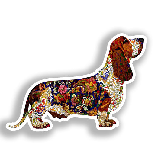 Basset Hound Dog Vinyl Decal Sticker for Car, Laptop, Tumbler and more # A018679-4" x 4"