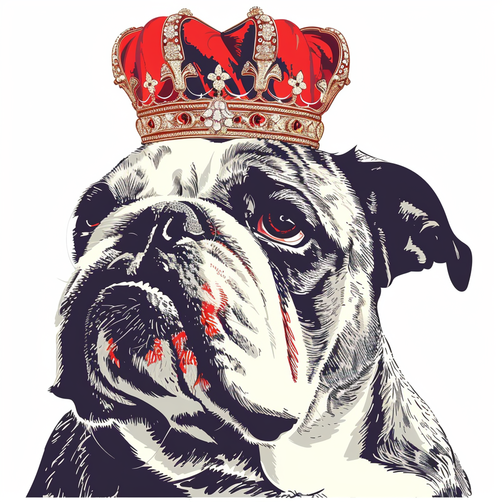 Sticker of a Bulldog Dog crowned majestic Expressive surreal Vinyl Decal Sticker for Car, Laptop, Tumbler and more # F017271