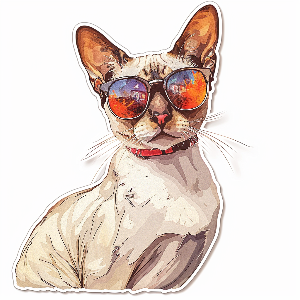 Burmese Cat wearing sunglasses Vinyl Decal Sticker for Car, Laptop, Tumbler and more # F010949