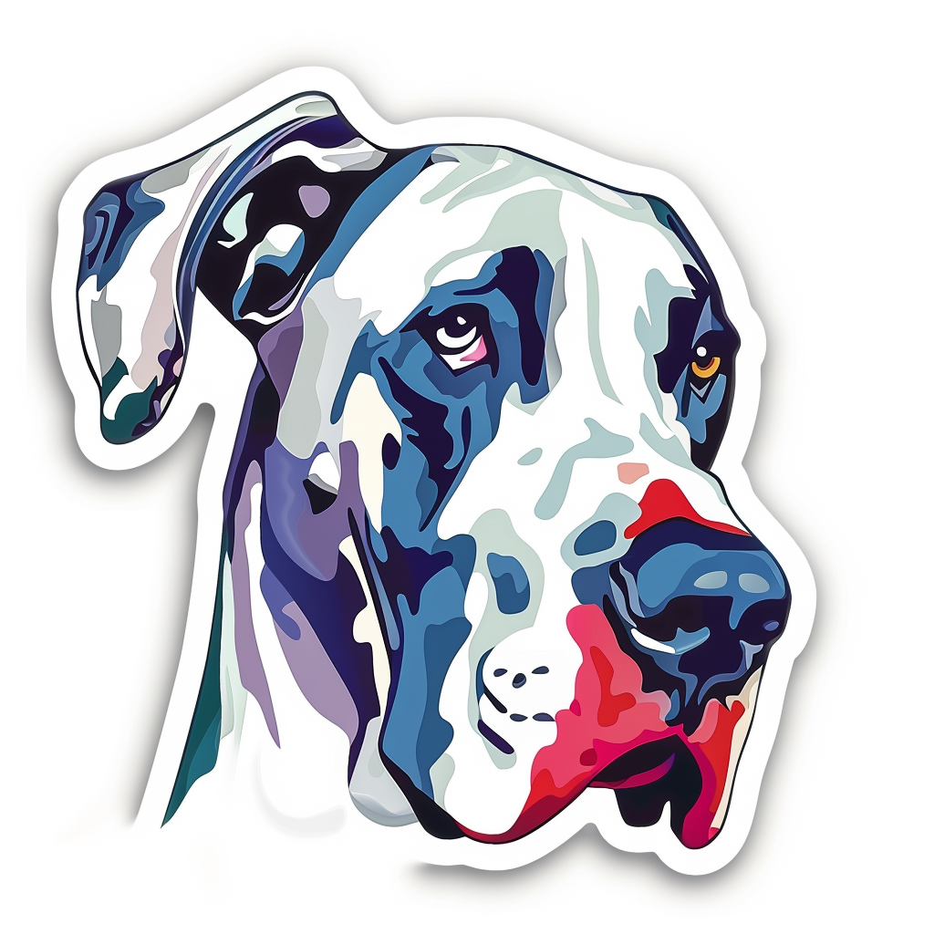 Adorable Great Dane Dog Expressive surreal Vinyl Decal Sticker for Car, Laptop, Tumbler and more # F017888