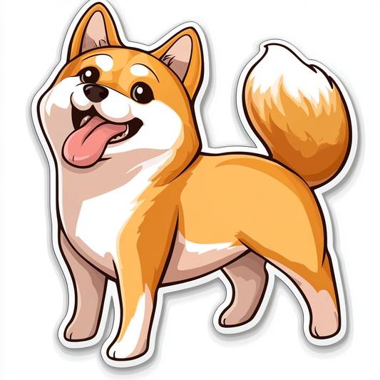 Shiba Inu sticker cartoon style Expressive surreal Vinyl Decal Sticker for Car, Laptop, Tumbler and more # F025794