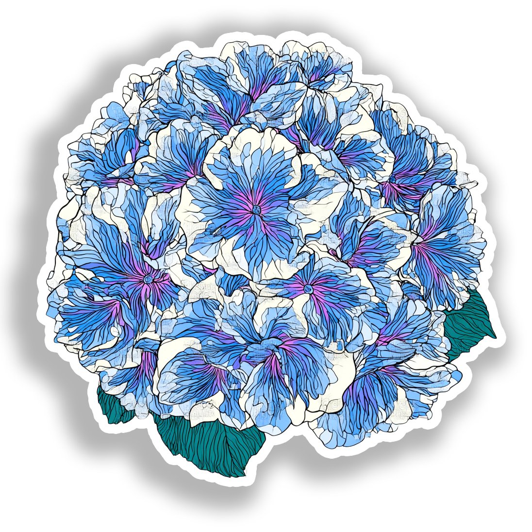 Hydragea Flower Vinyl Decal Sticker for Car, Laptop, Tumbler and more # A019452-4" x 4"