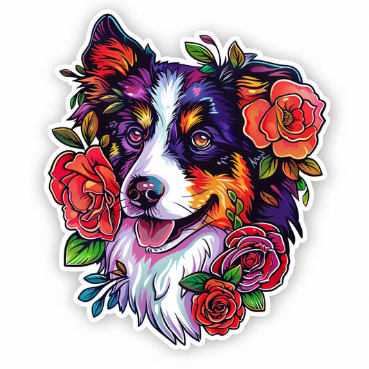 Border Collie Dog majestic Expressive surreal Vinyl Decal Sticker for Car, Laptop, Tumbler and more # F021747-4" x 4"