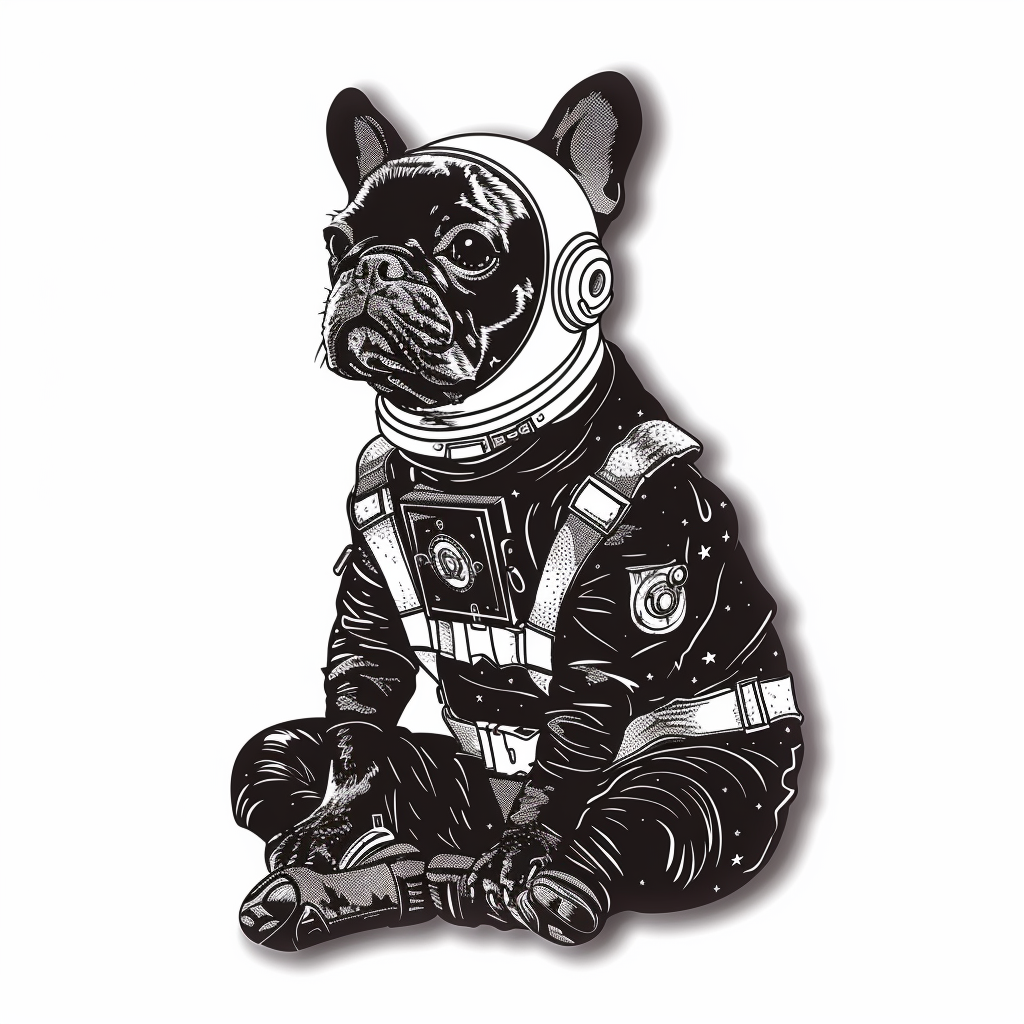 Bulldog Dog astronaut majestic Expressive surreal Vinyl Decal Sticker for Car, Laptop, Tumbler and more # F017348