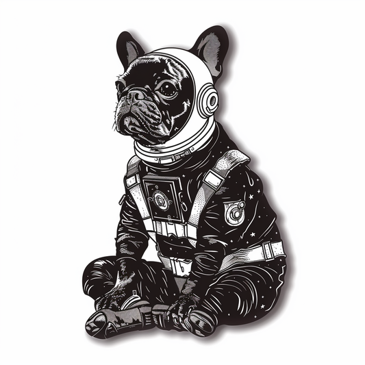 Bulldog Dog astronaut majestic Expressive surreal Vinyl Decal Sticker for Car, Laptop, Tumbler and more # F017348